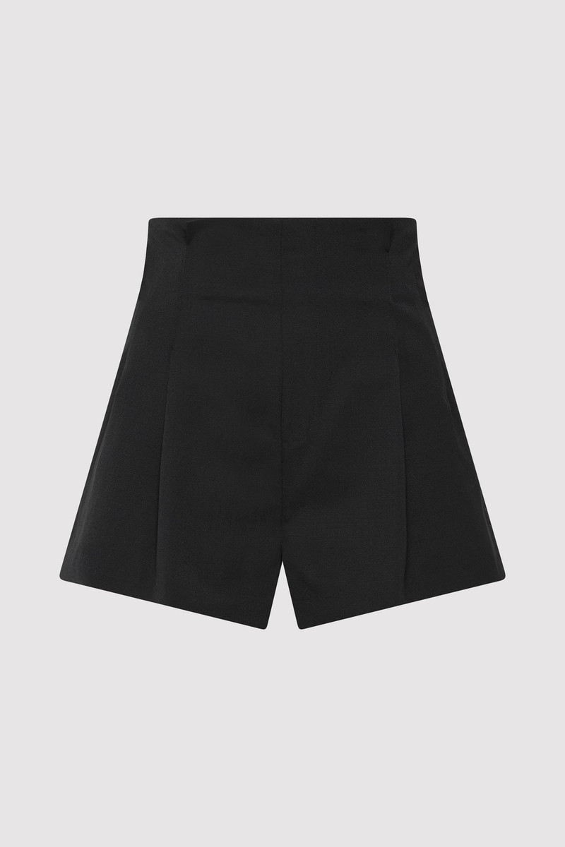 Paperbag Waist Shorts - Black - 1