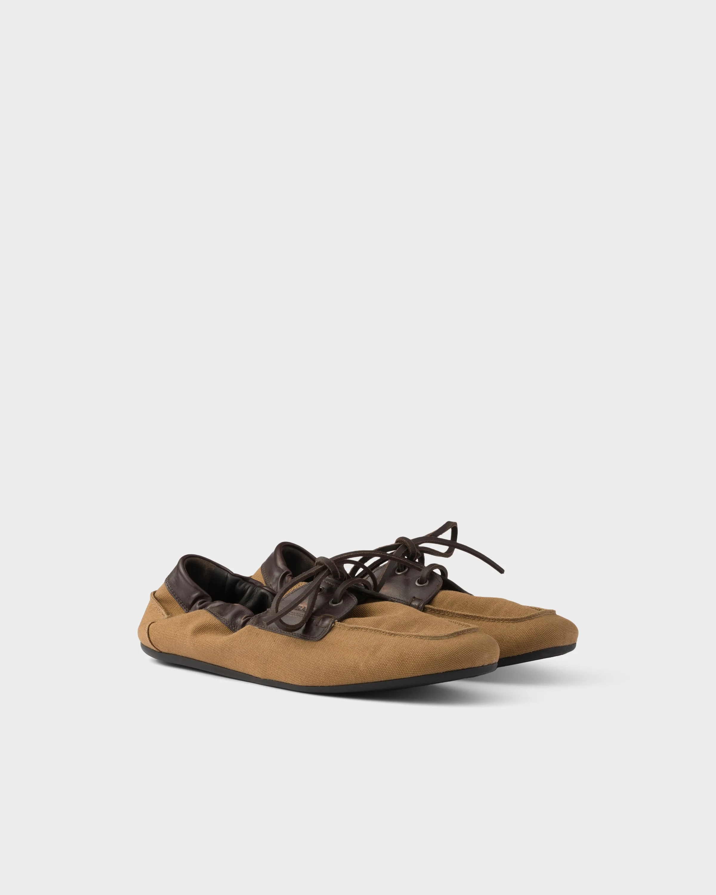 Shuffle aged canvas and leather boat shoes - 1