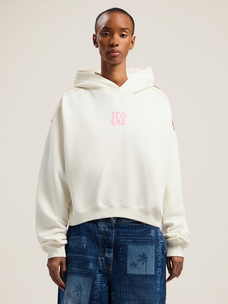 Palm Angels Classic Logo Neon Crop Hoody outlook