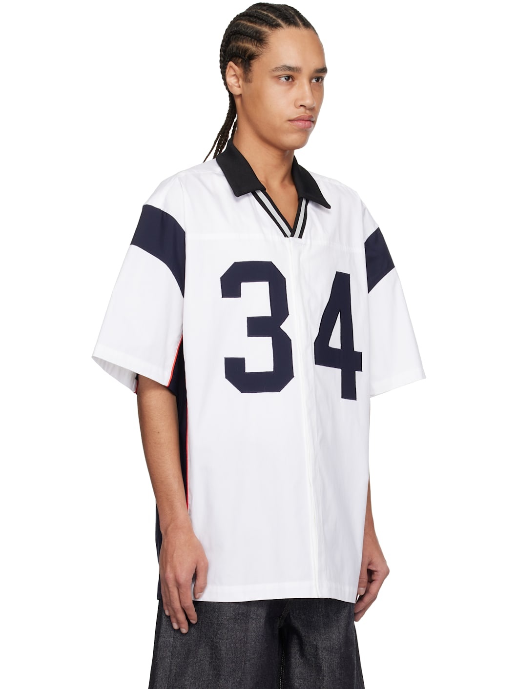 White & Navy Sports Designed Shirt - 2