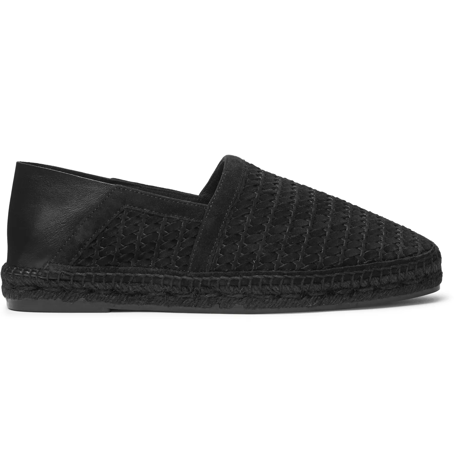 Barnes Leather-Trimmed Woven Suede Espadrilles - 1