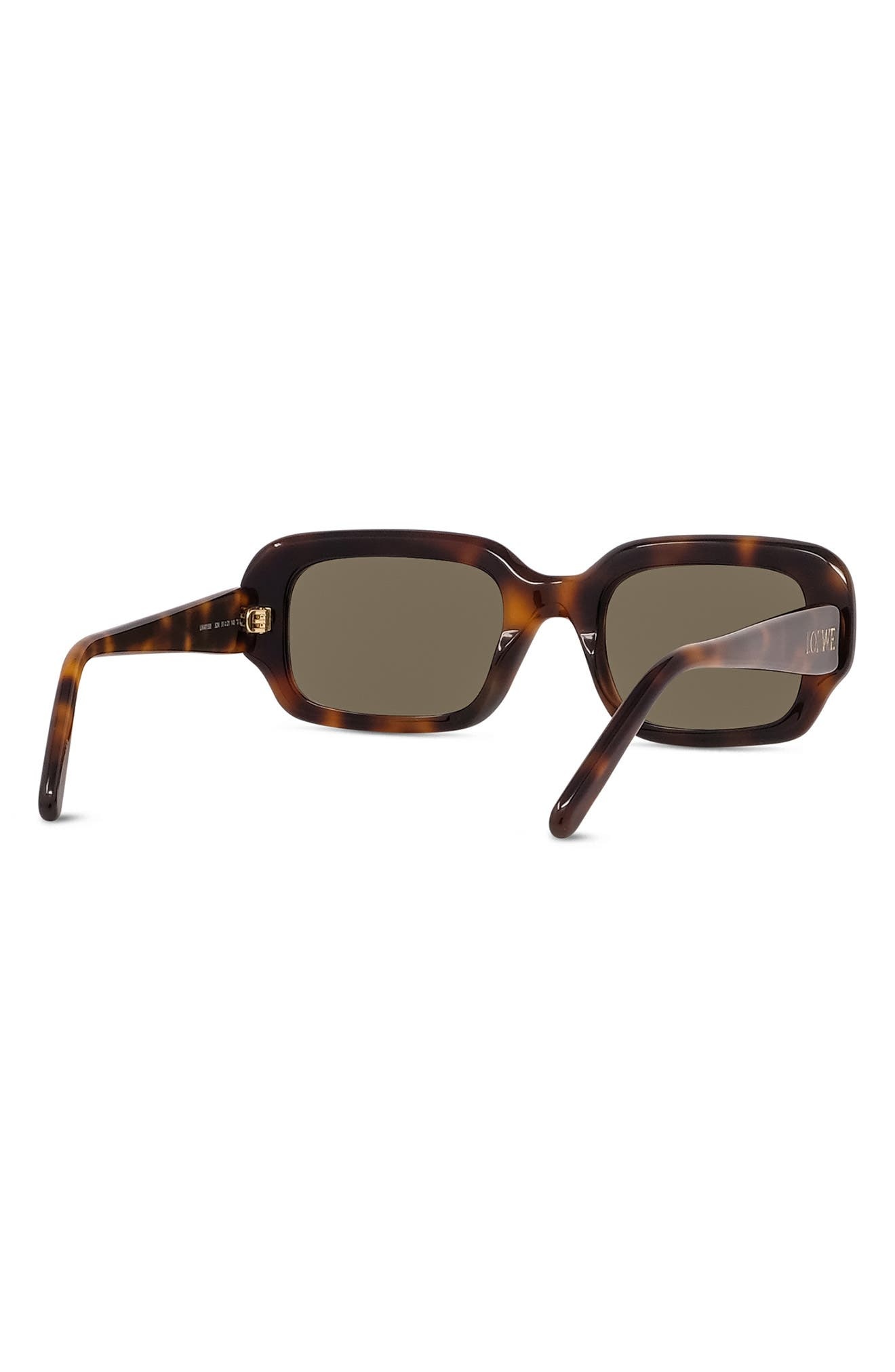 Loewe 51mm Rectangular Sunglasses in Dark Havana /Green at Nordstrom - 4