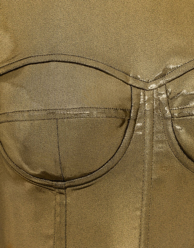 Short foiled satin corset top 8