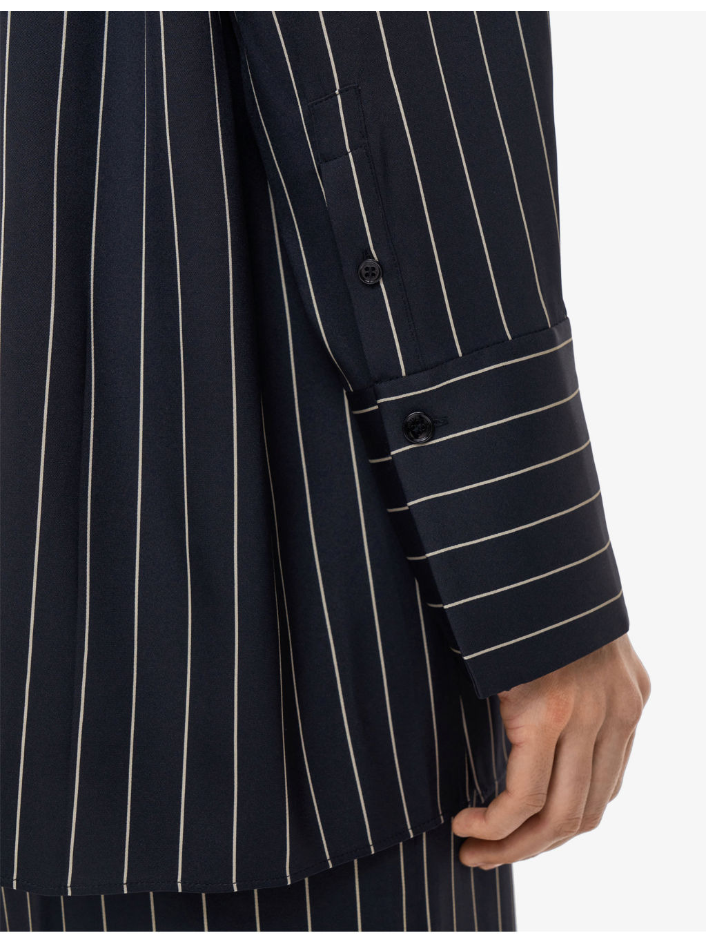 Athena Geometric-Stripe Stretch Silk-Blend Blouse - 5
