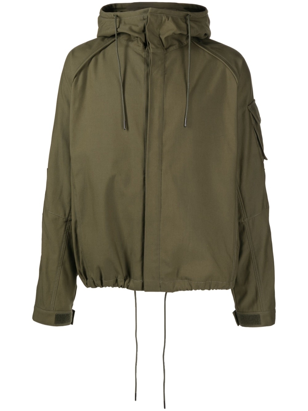 drawstring-hood high-neck jacket - 1