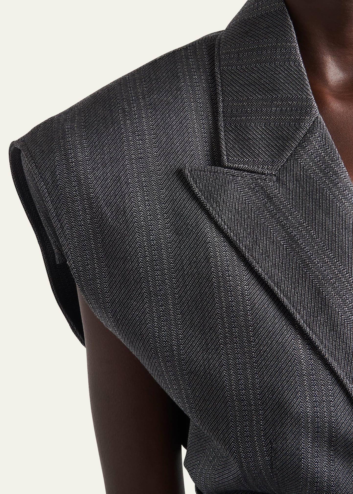 Single-Breasted Pinstripe Wool Vest - 5