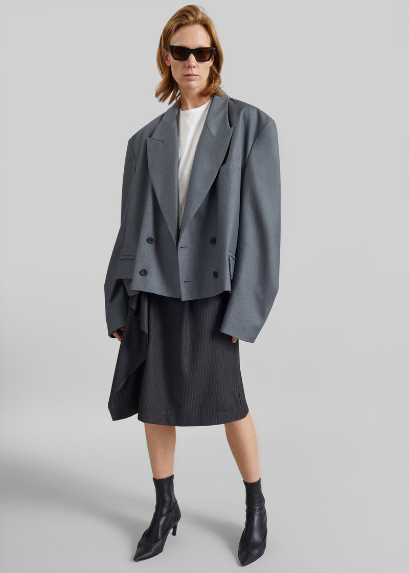 Iena Asymmetric Skirt - Charcoal Pinstripe 7