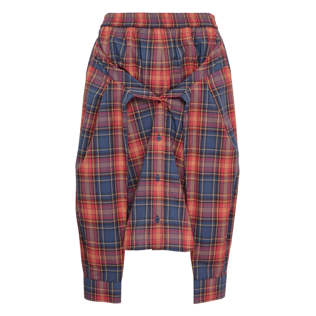 Red Check Shirt-Wrapped Skirt - 1