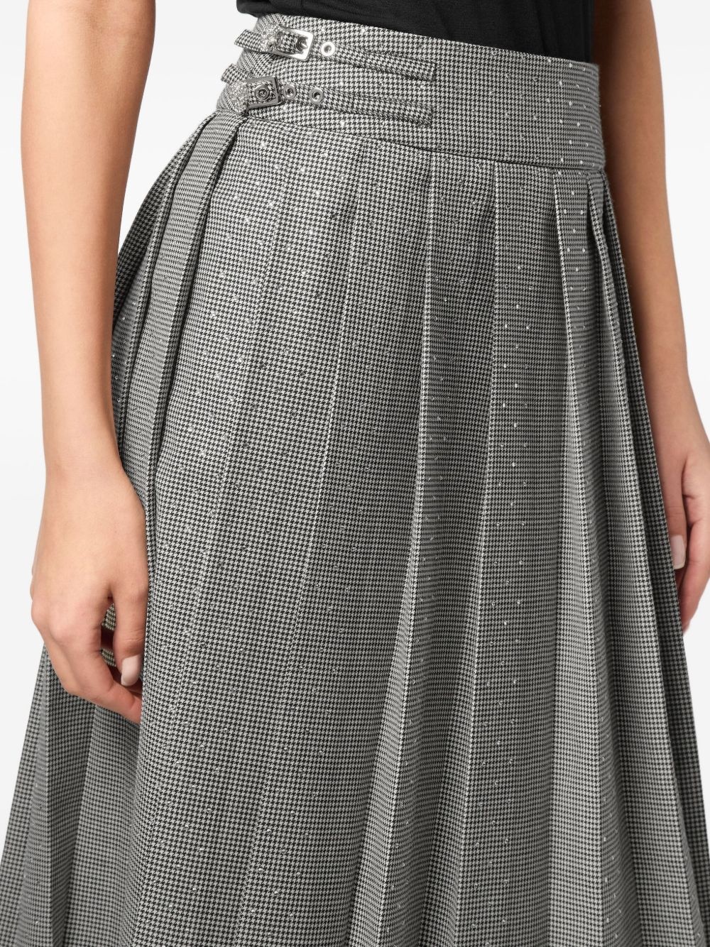 houndstooth pleated midi skirt - 4