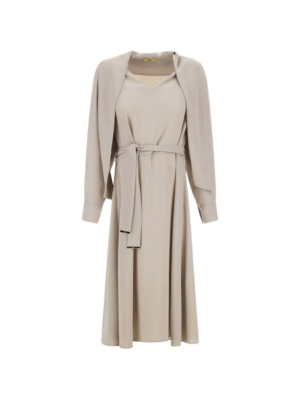 V-neck belt-detail midi dress - 1