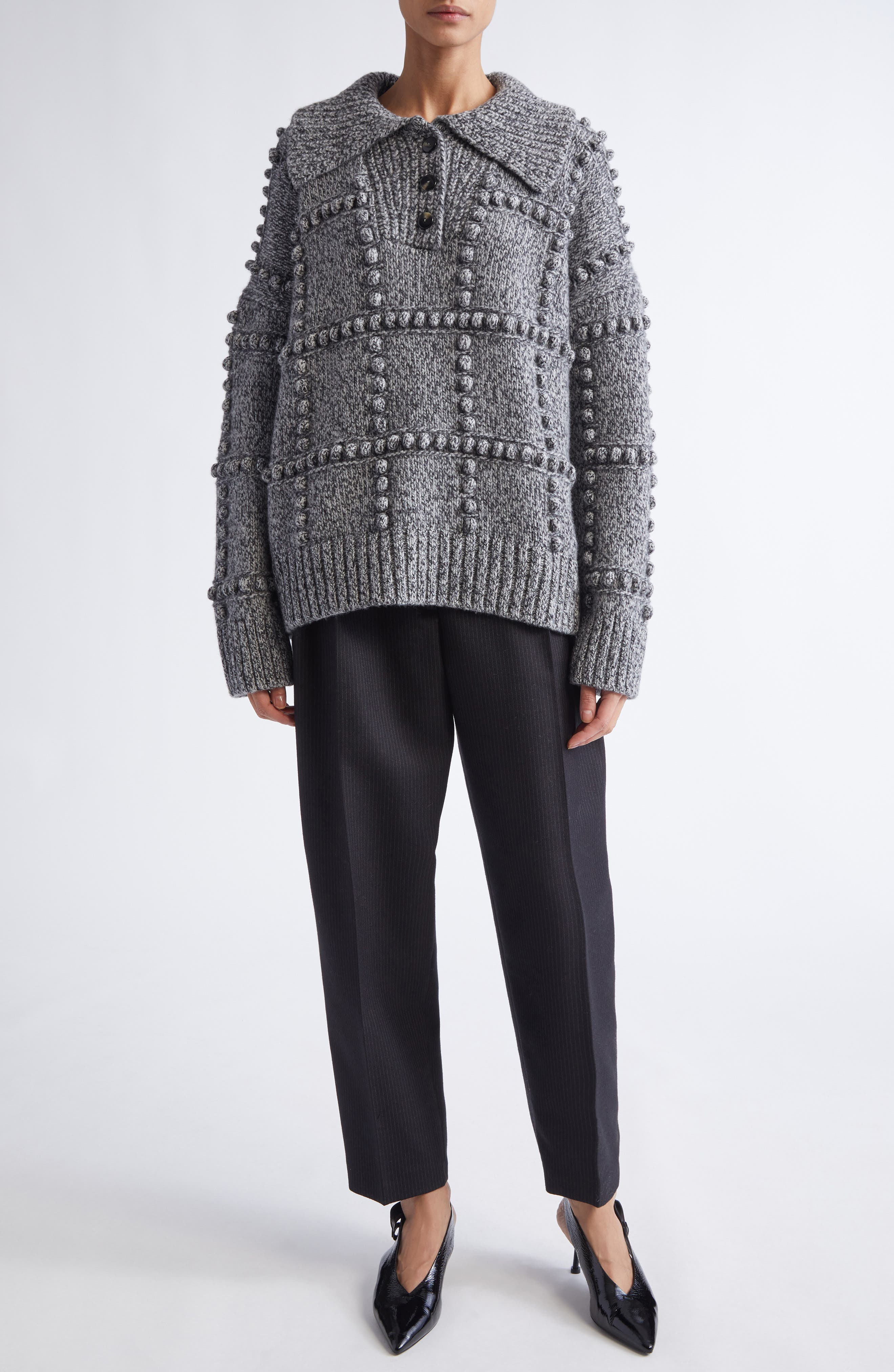 Altuzarra Mitch Merino Wool Sweater in Grey Melange at Nordstrom - 2