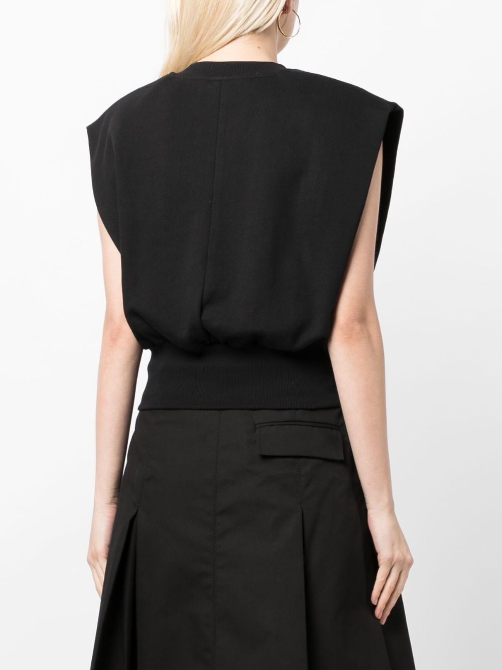crew-neck sleeveless cotton top - 4