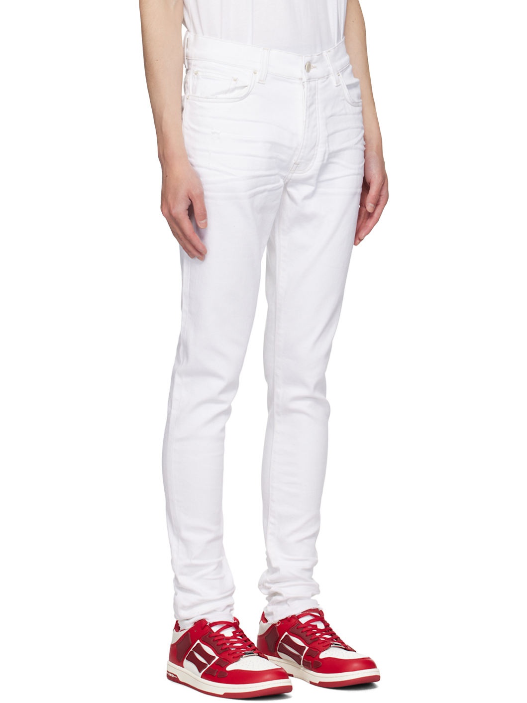 White Released Hem Skinny Jeans - 2