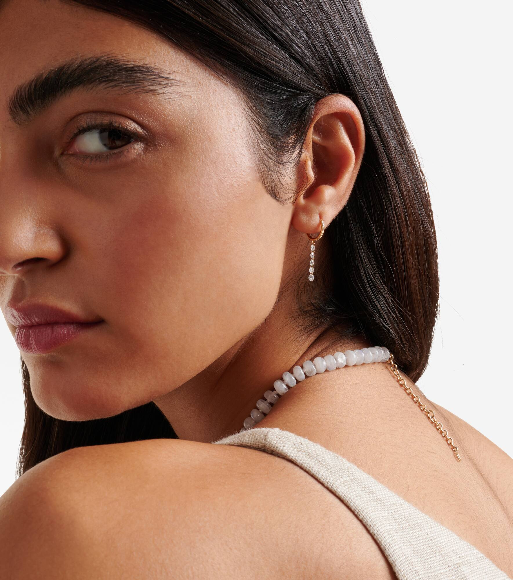 Piercing 18kt gold single earring with diamonds - 2