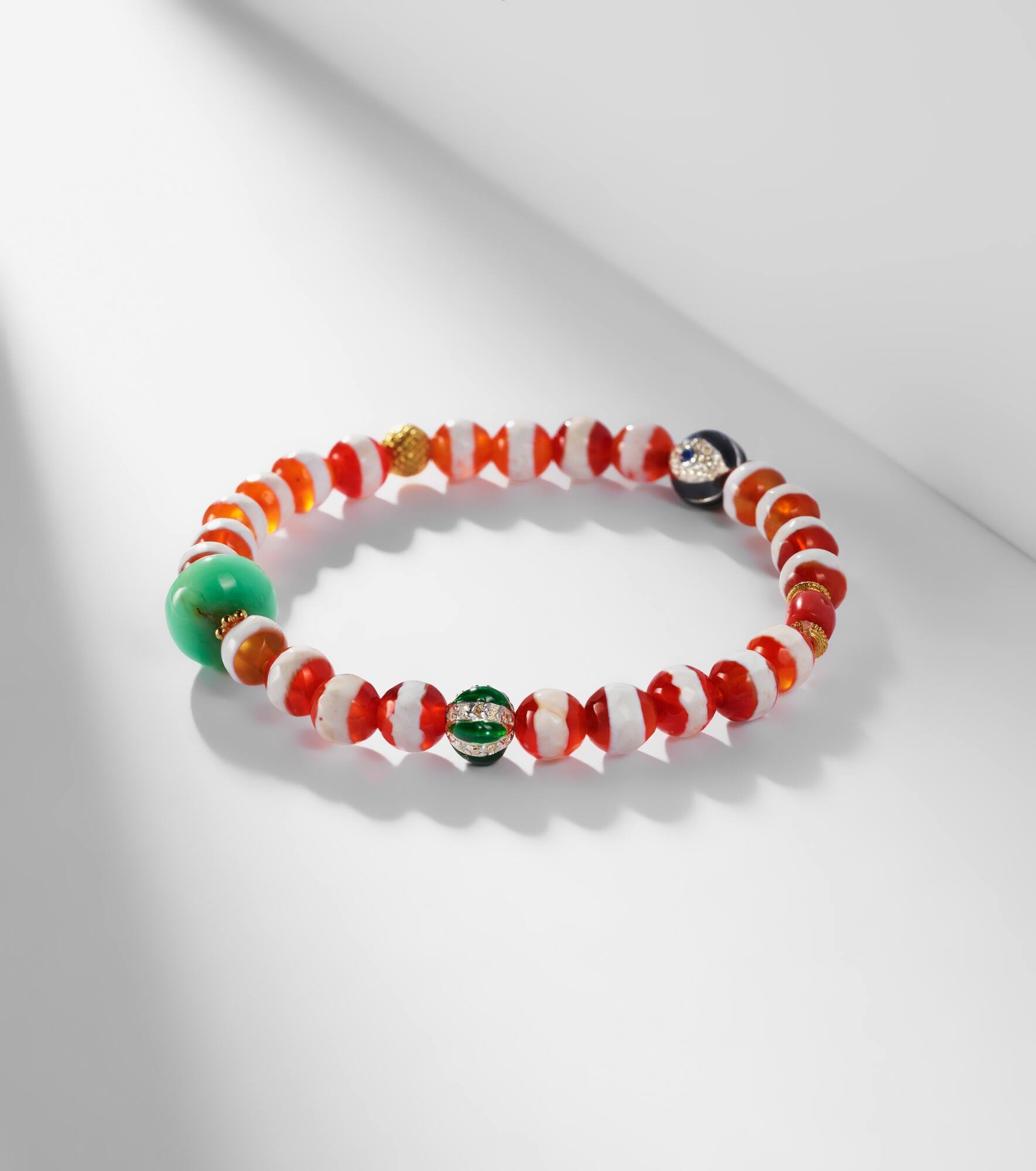18kt gold beaded bracelet with gemstones - 4