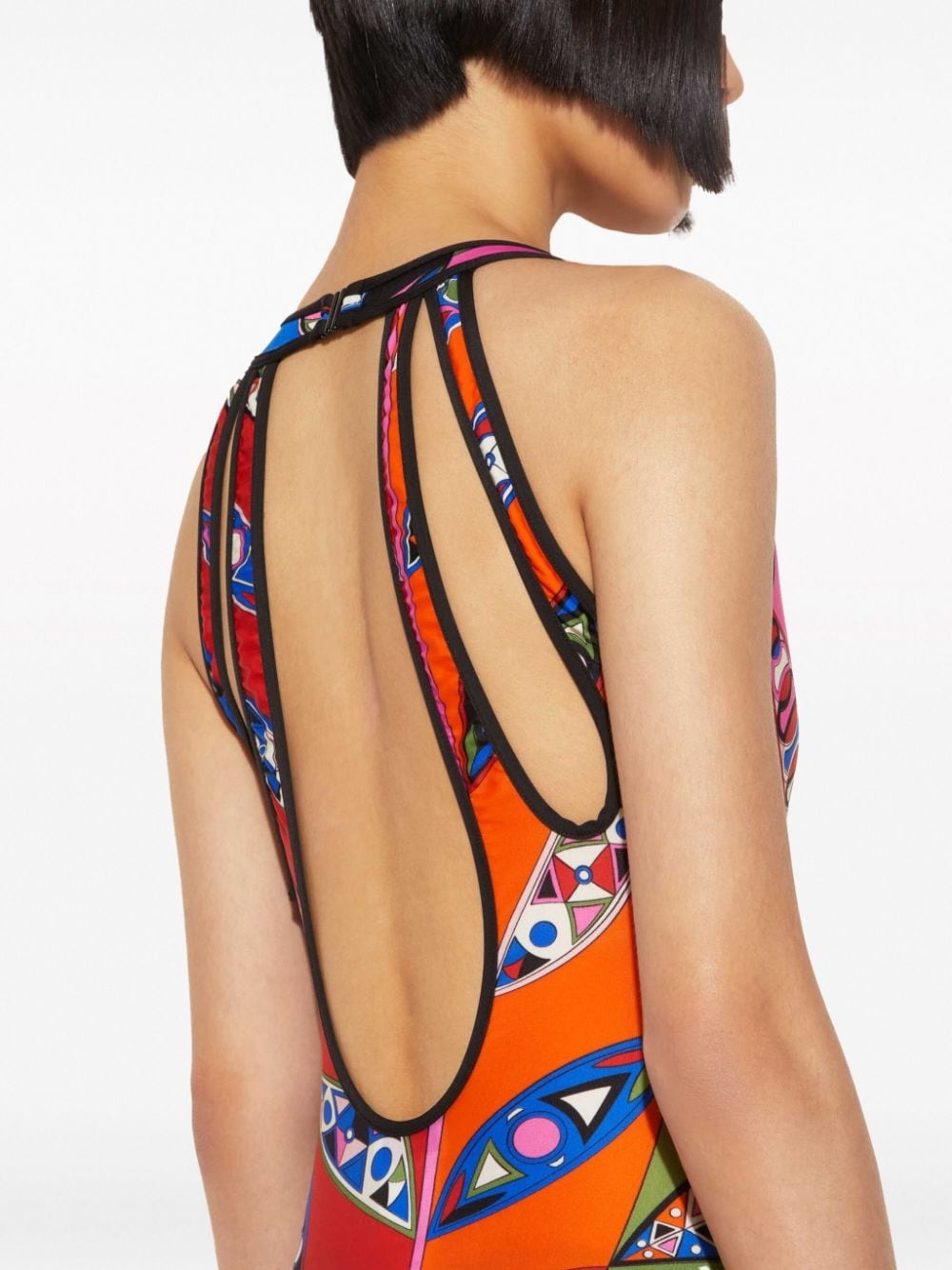 abstract print open back swimsuit - 5