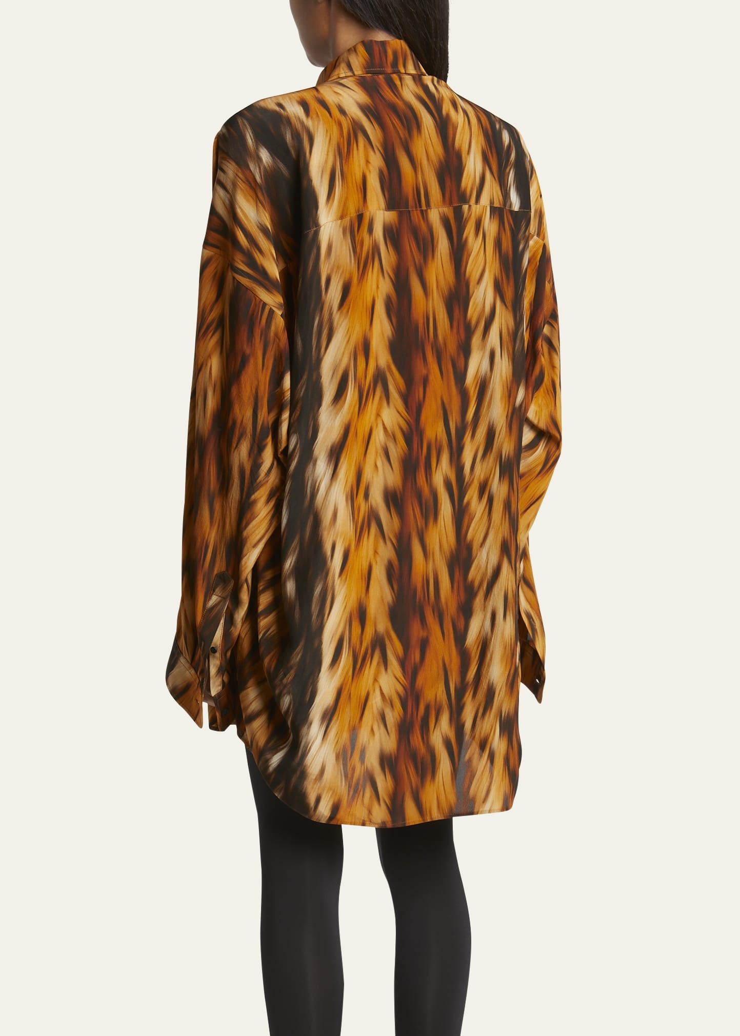 Fur Print Cocoon Silk Crepe Blouse - 3