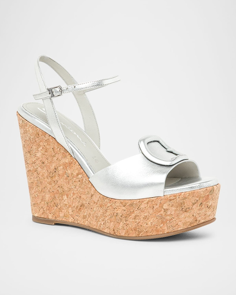 Santoni Nizza Metallic Buckle Wedge Platforms outlook