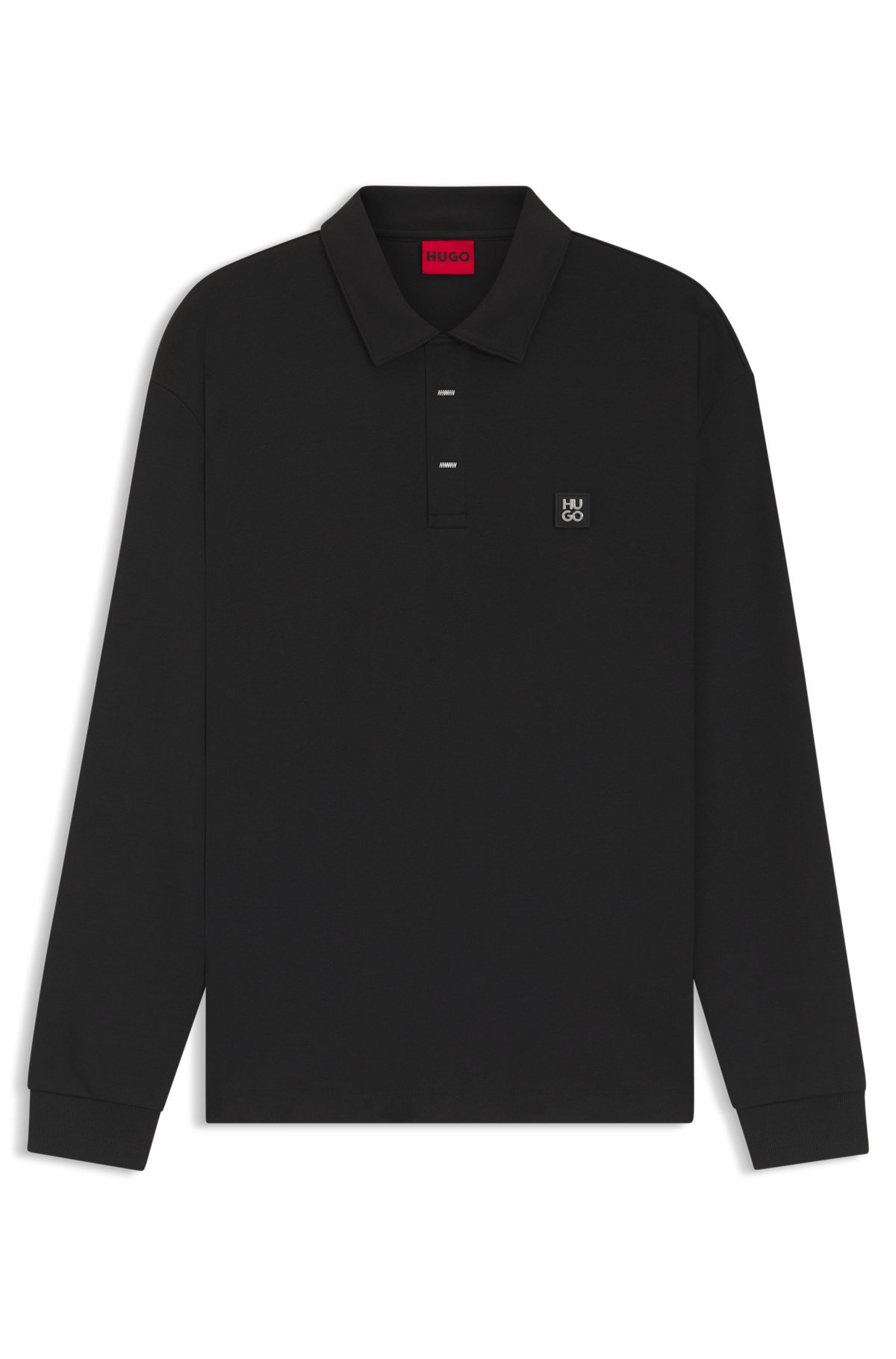 POLO-STYLE SWEATSHIRT WITH COVERED PLACKET - 1