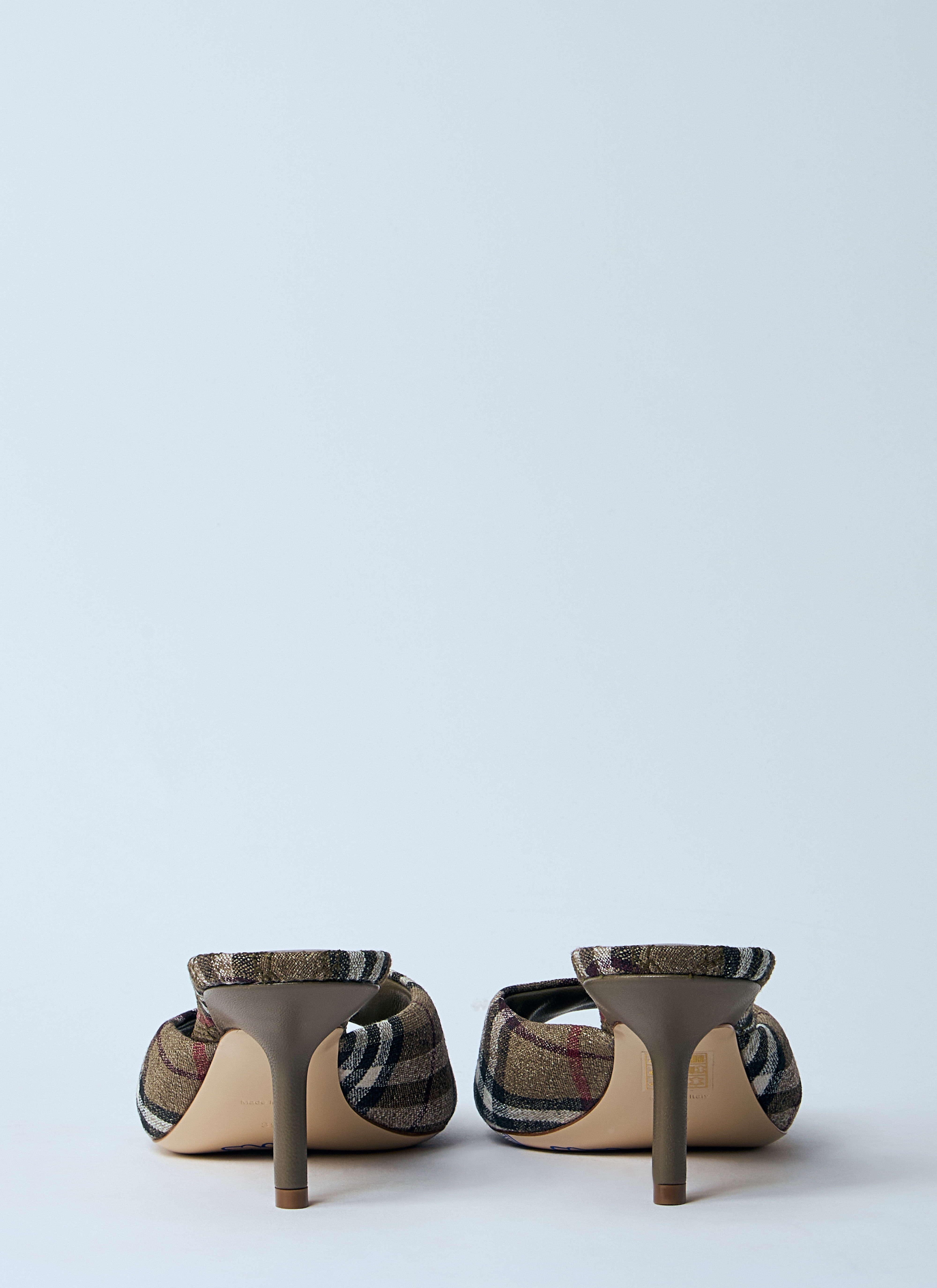 Check Heeled Mules - 5