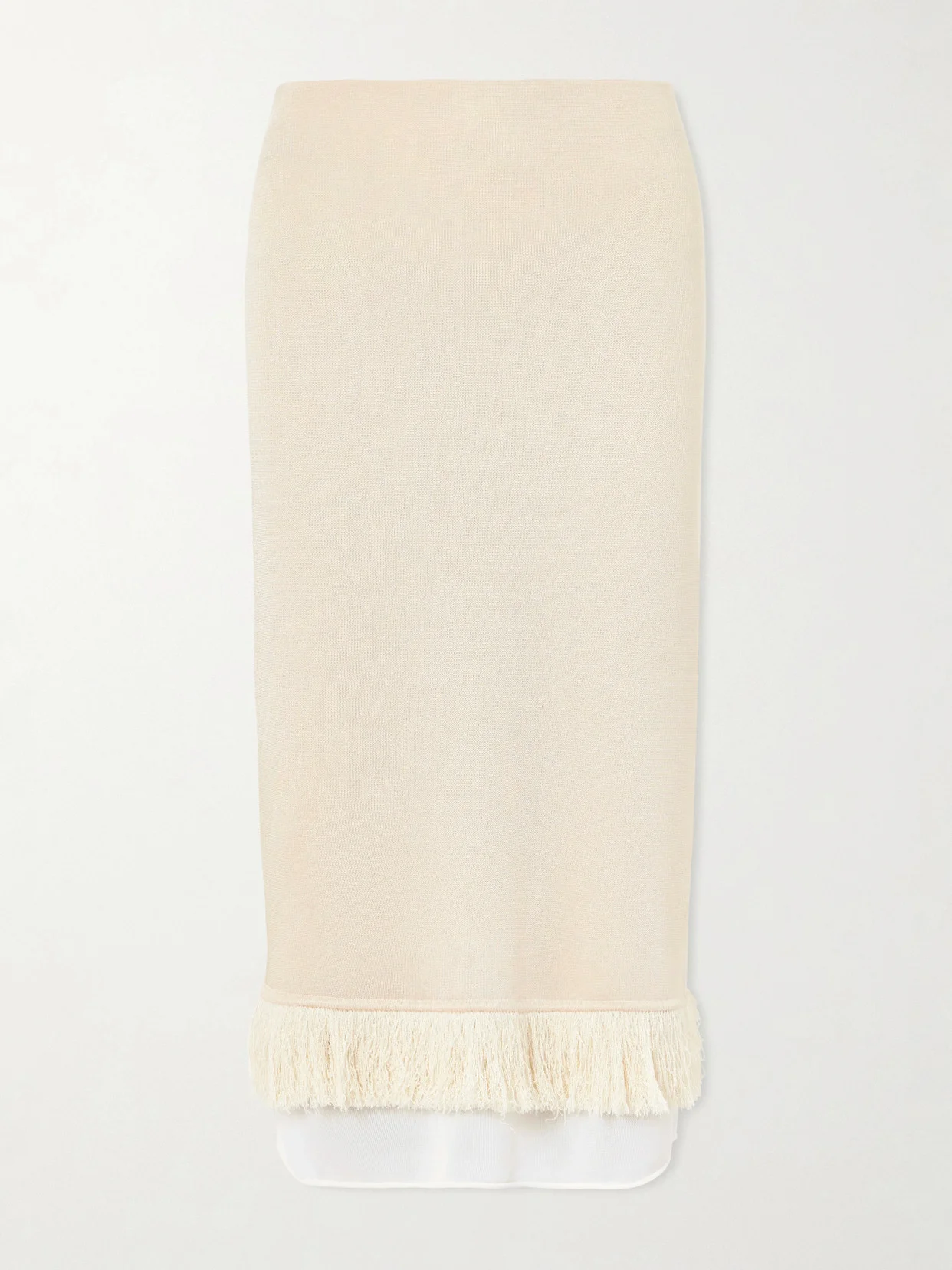 Fringed Knitted Silk Midi Skirt - 1