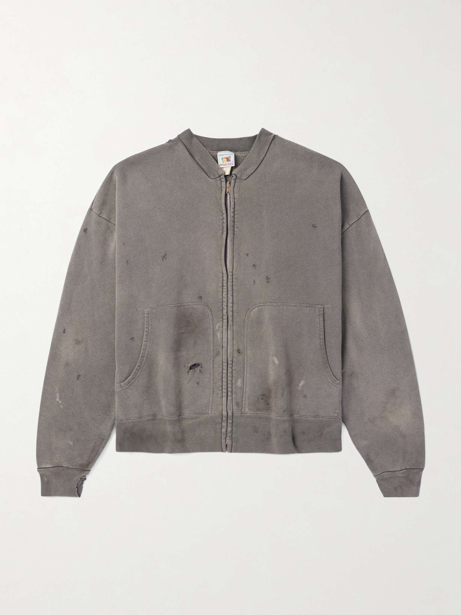 Distressed Cotton-Jersey Bomber Jacket - 1