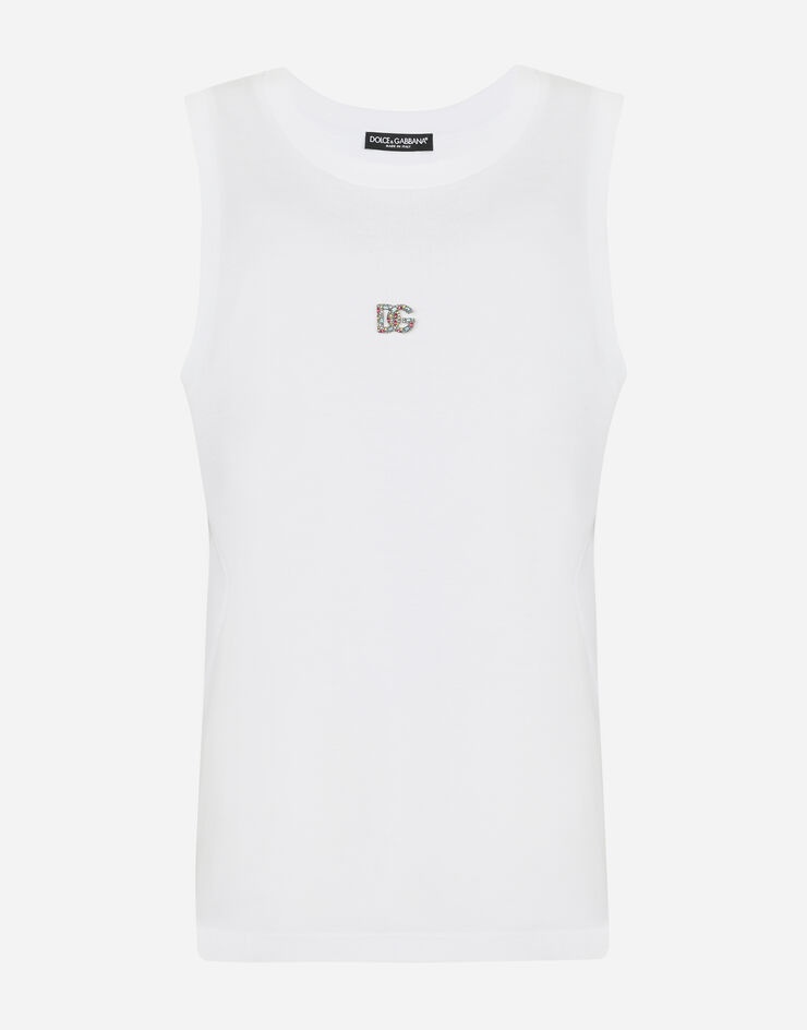 Jersey tank top with crystal DG embellishment - 3