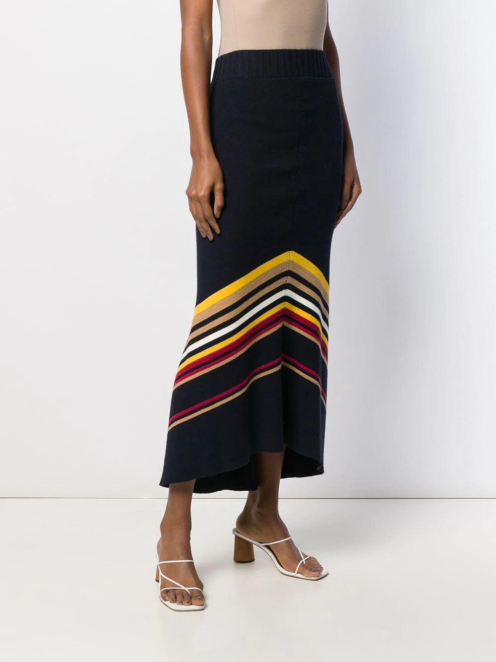 chevron knitted midi skirt - 3