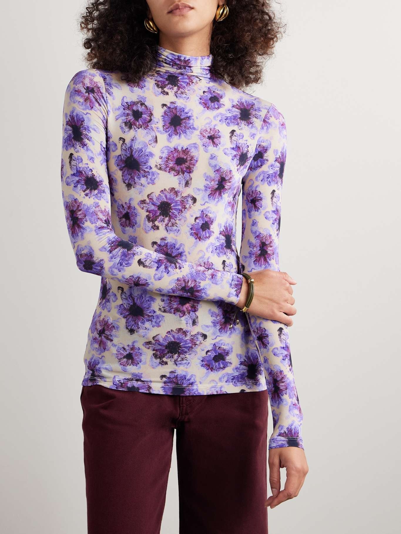 Aurelia floral-print stretch-jersey turtleneck top - 3