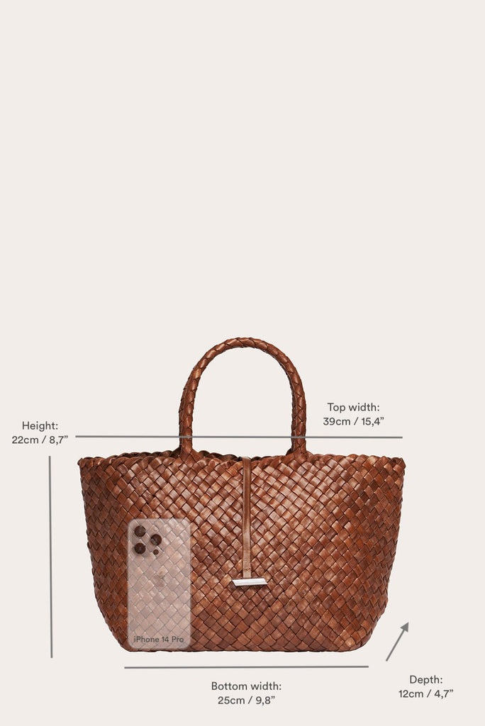 MIDI LEATHER BASKET LIGHT BROWN - 7
