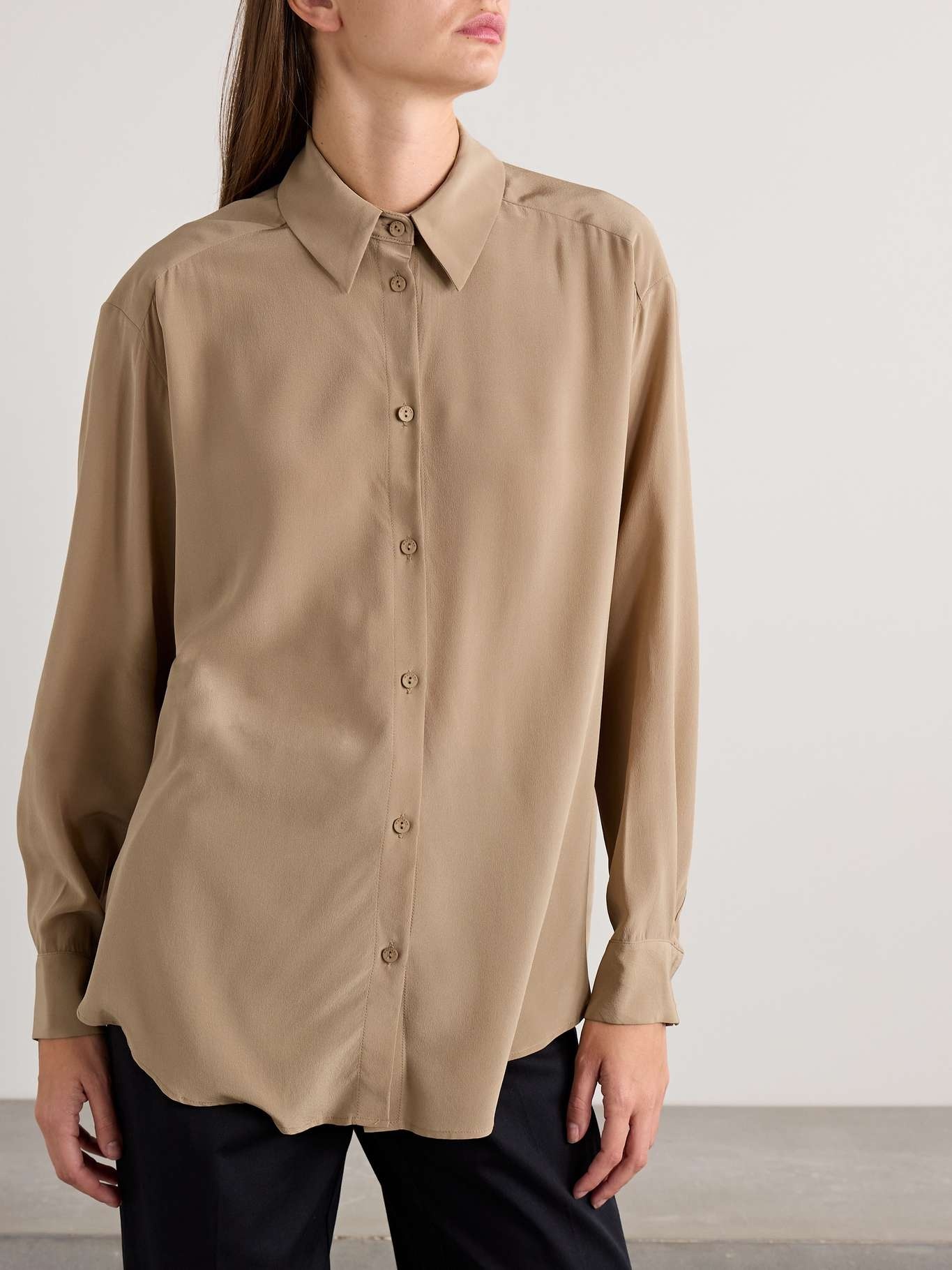 Silk crepe de chine shirt Beige - 3