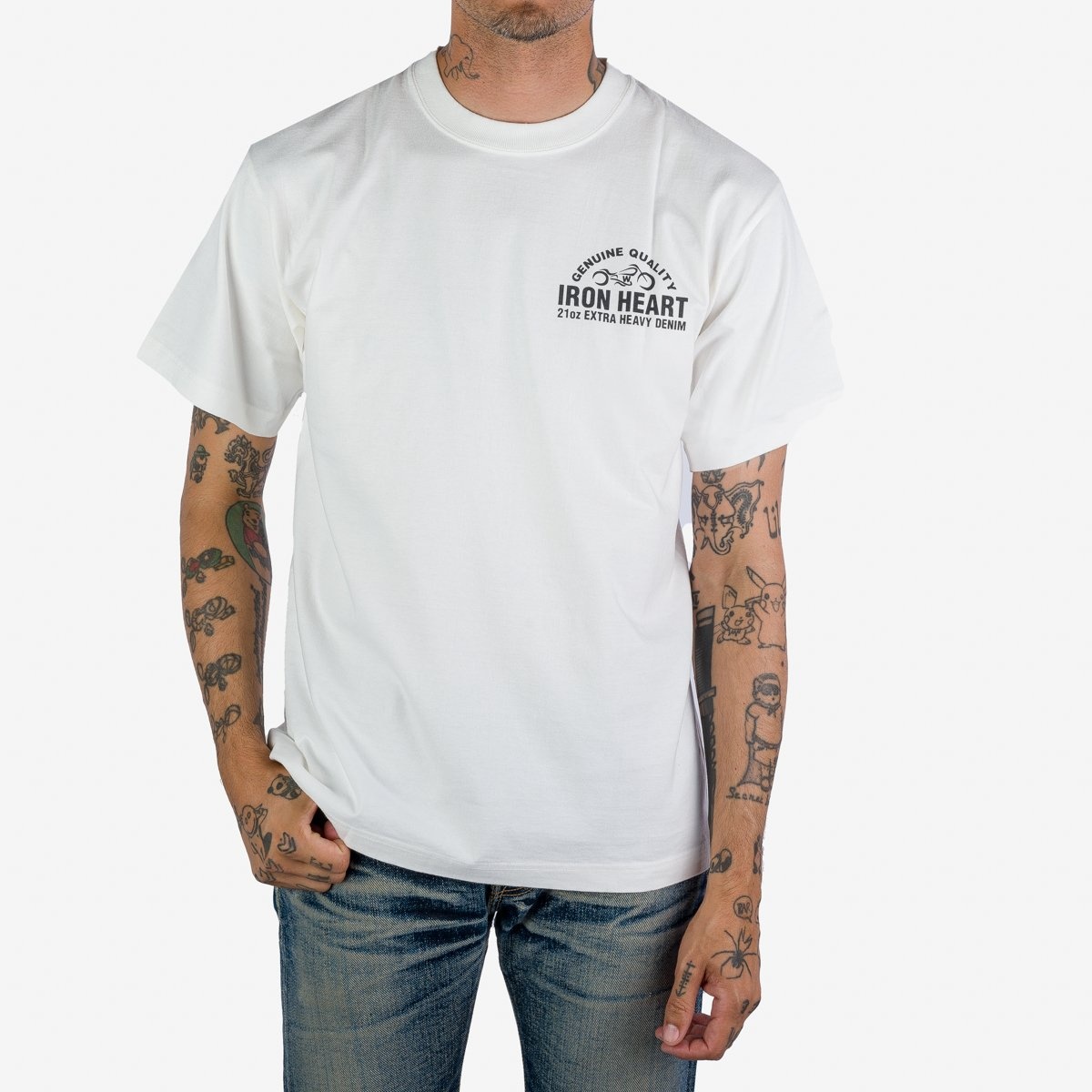 IHPT-2304-WHT 7.5oz Printed Loopwheel Crew Neck T-Shirt - White - 3