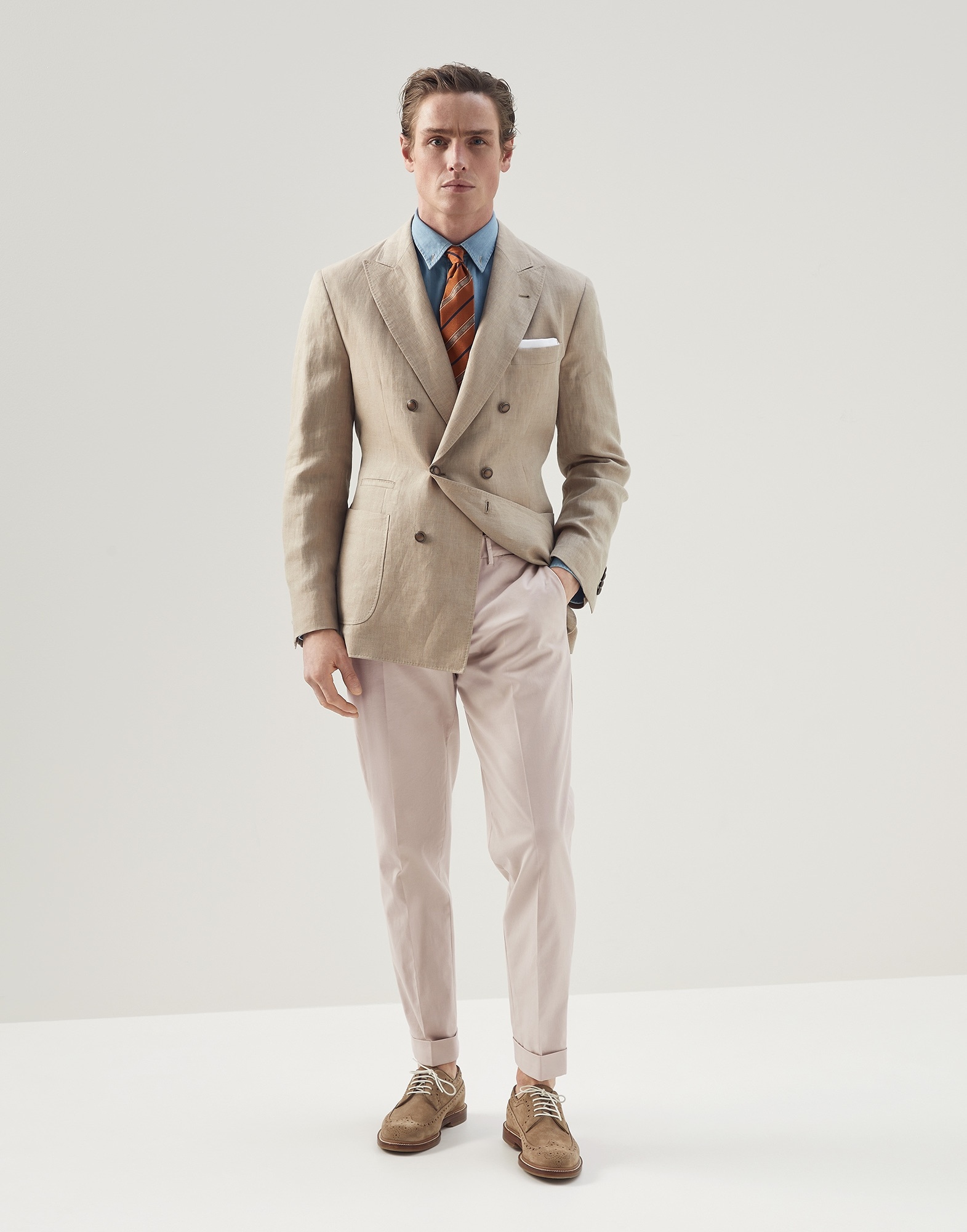 Garment-dyed Italian fit trousers in American Pima comfort cotton gabardine - 3