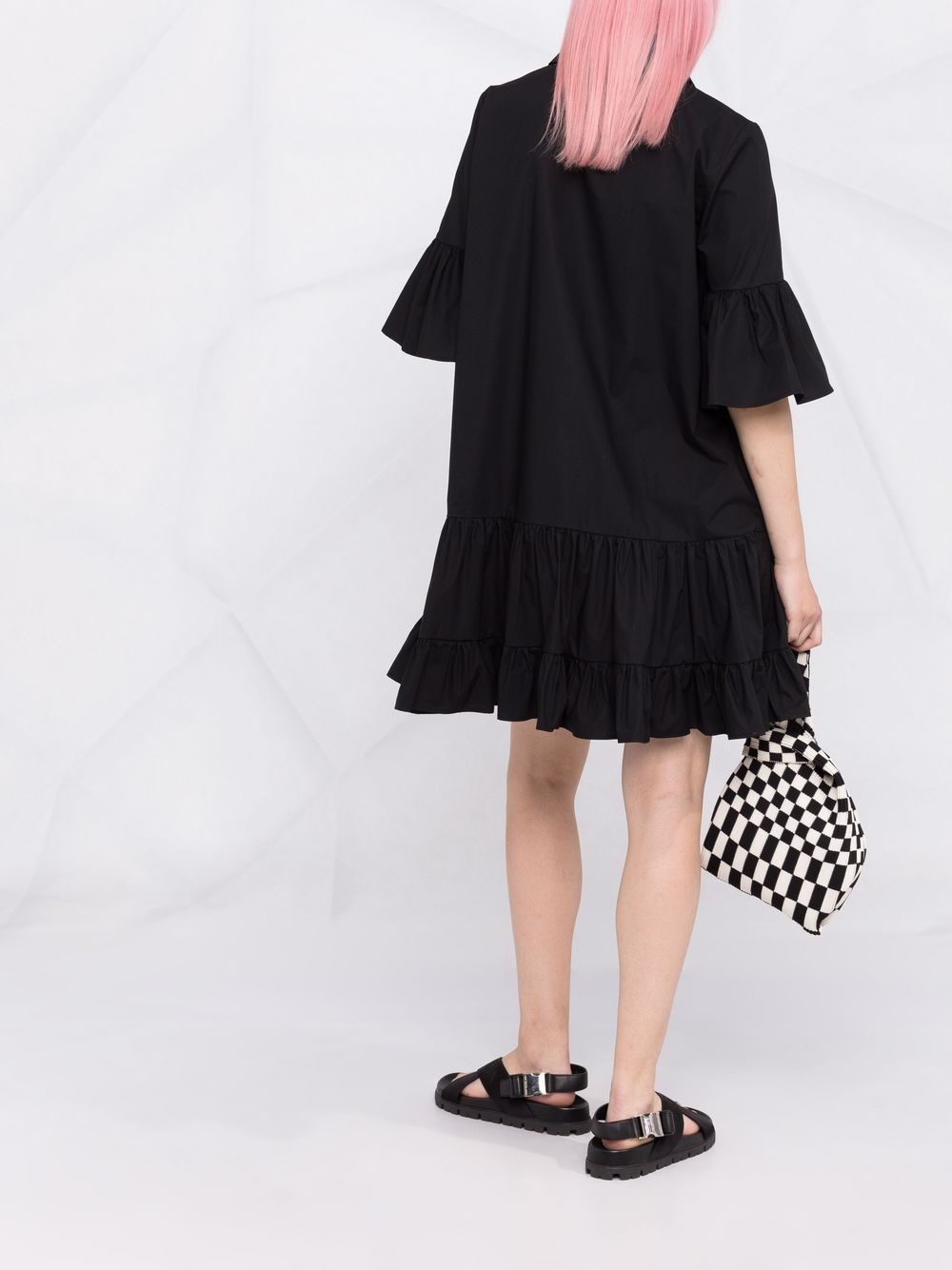 short-sleeve ruffle-hem dress - 4