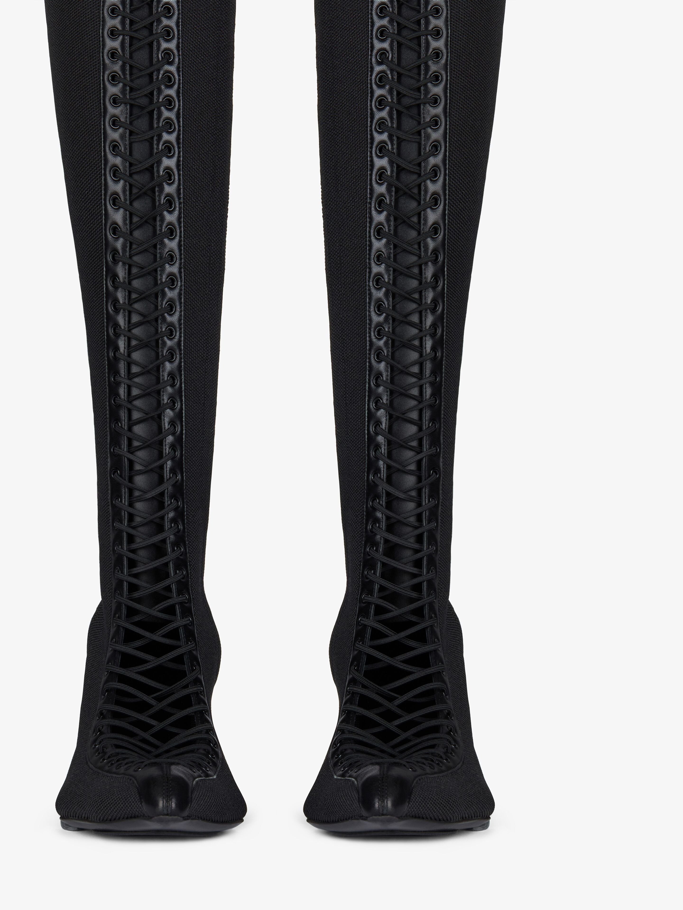 SHOW HIGH BOOTS IN KNIT AND LEATHER - 5