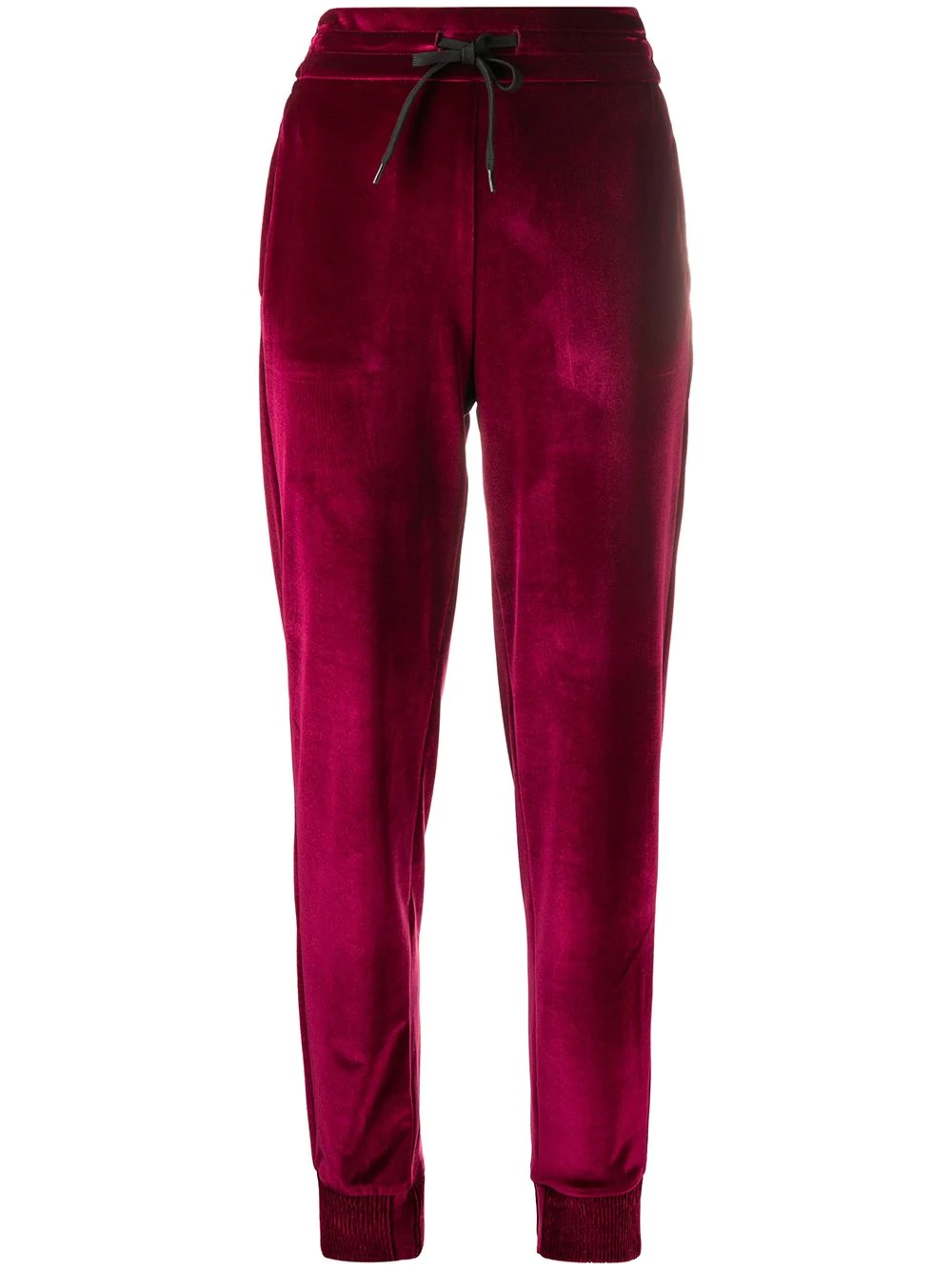 drawstring velvet track pants - 1