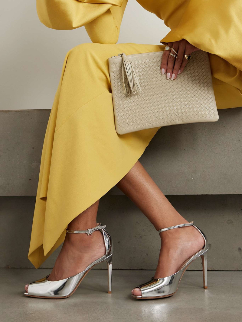 Gianvito Rossi Nuit 95 mirrored-leather pumps outlook