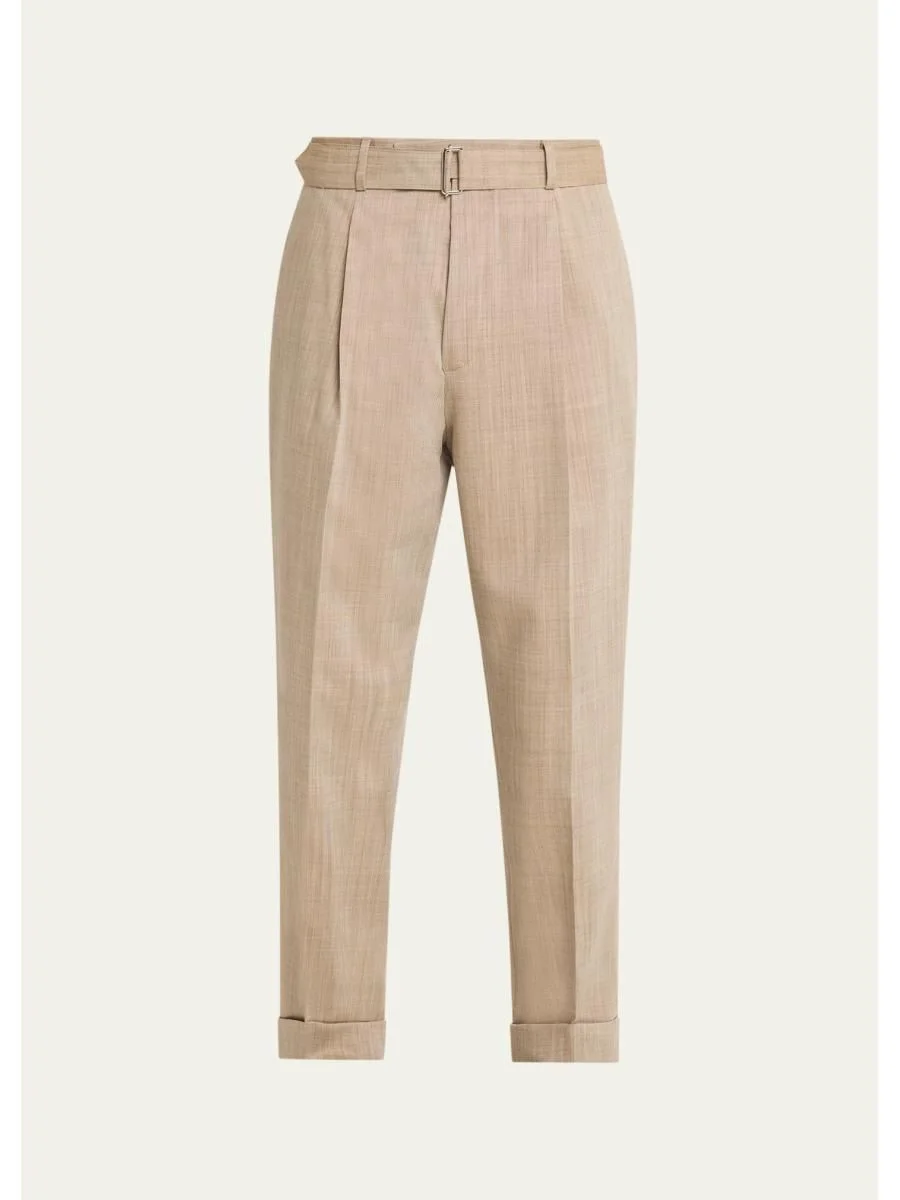 Men's Hugo Heathered Wool Belted Trousers - 1