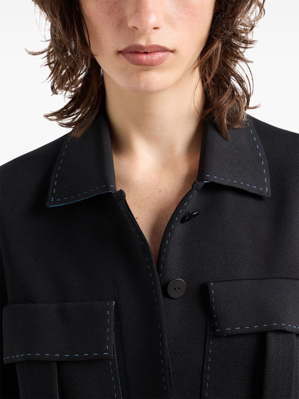 buttoned-up contrasting jacket - 4