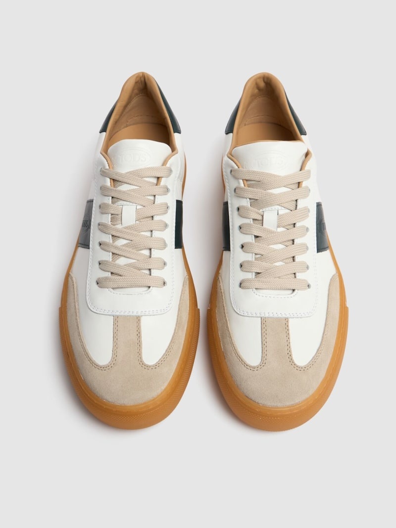 Suede & leather low top sneakers - 2