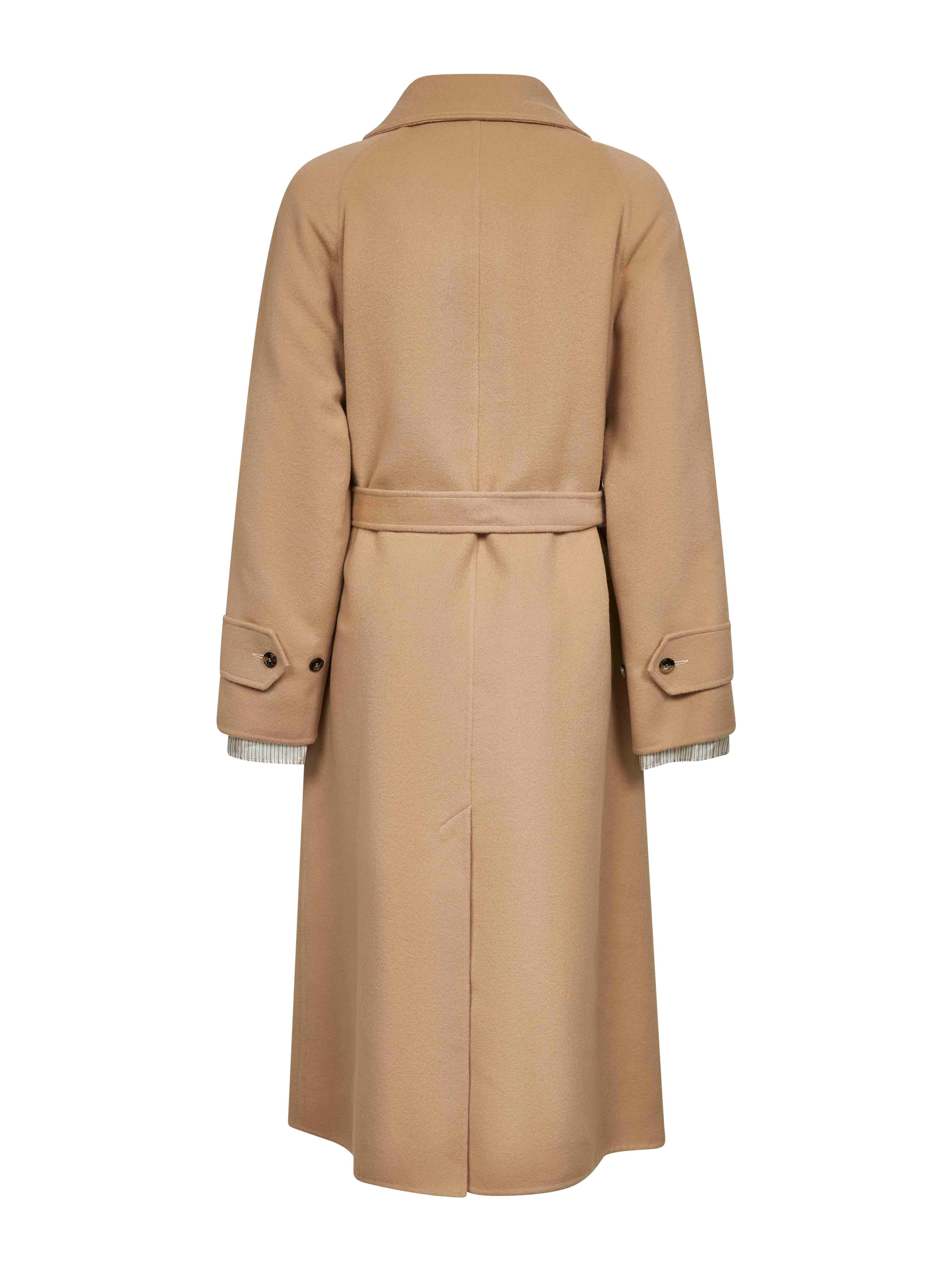 Camel virgin wool and cashmere single-breasted coat - 2