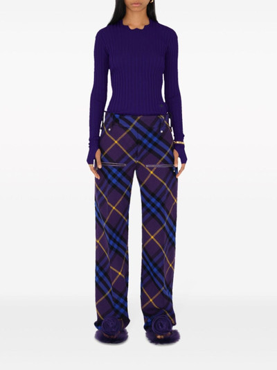 Burberry plaid-check pattern straight-leg trousers outlook