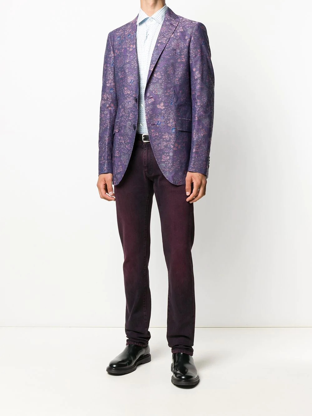 floral-jacquard blazer - 2