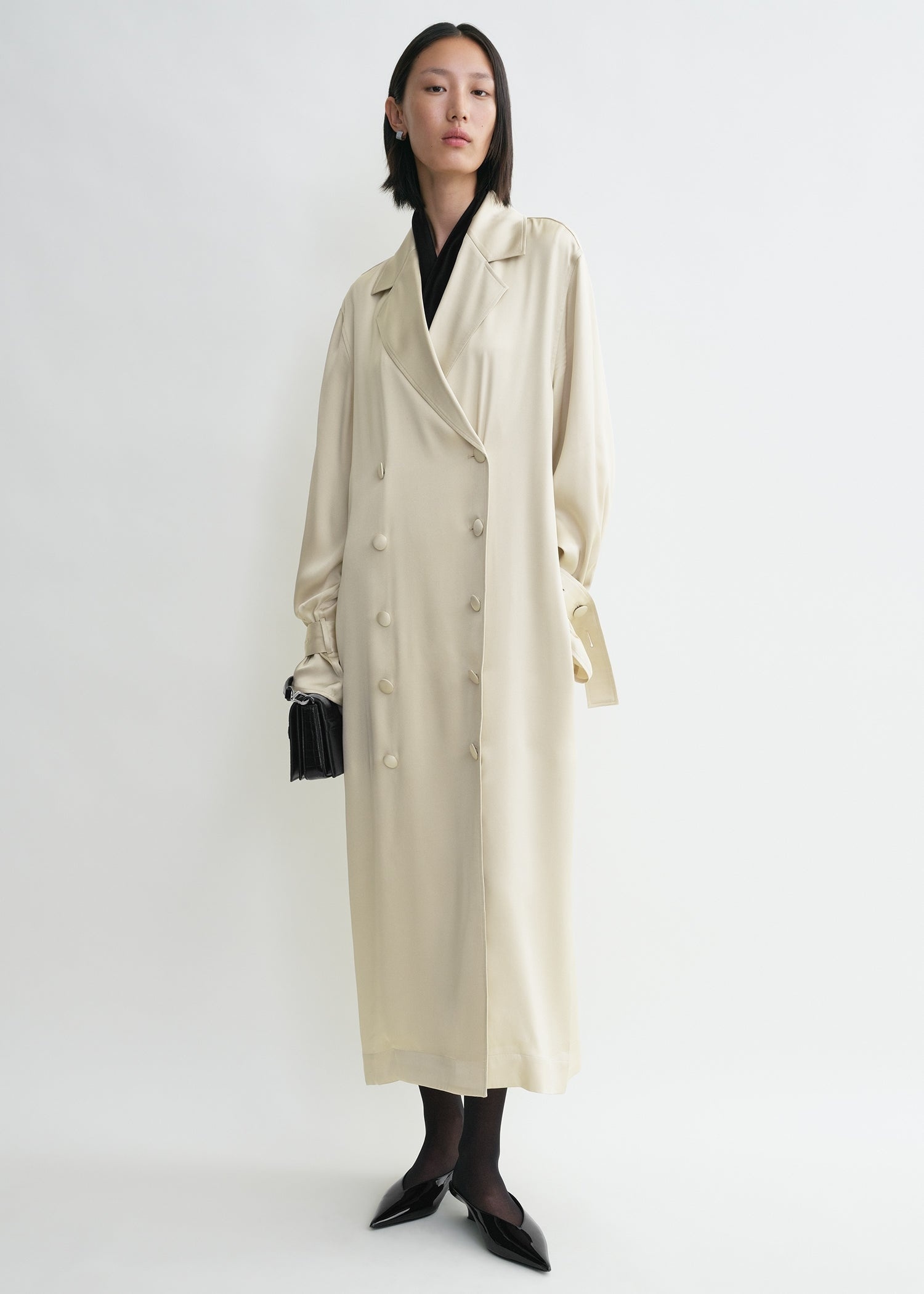 Satin trench dress pearl - 3
