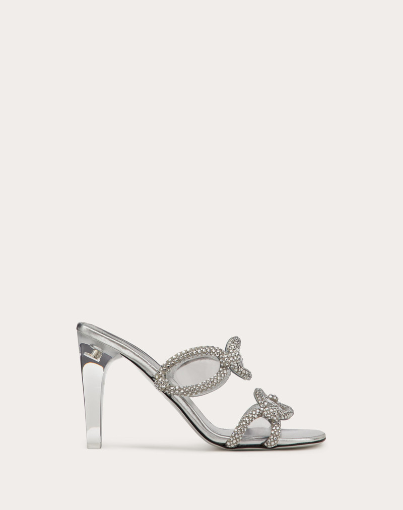 VALENTINO GARAVANI CHAIN 1967 SLIDE SANDAL WITH CRYSTALS 100MM - 1