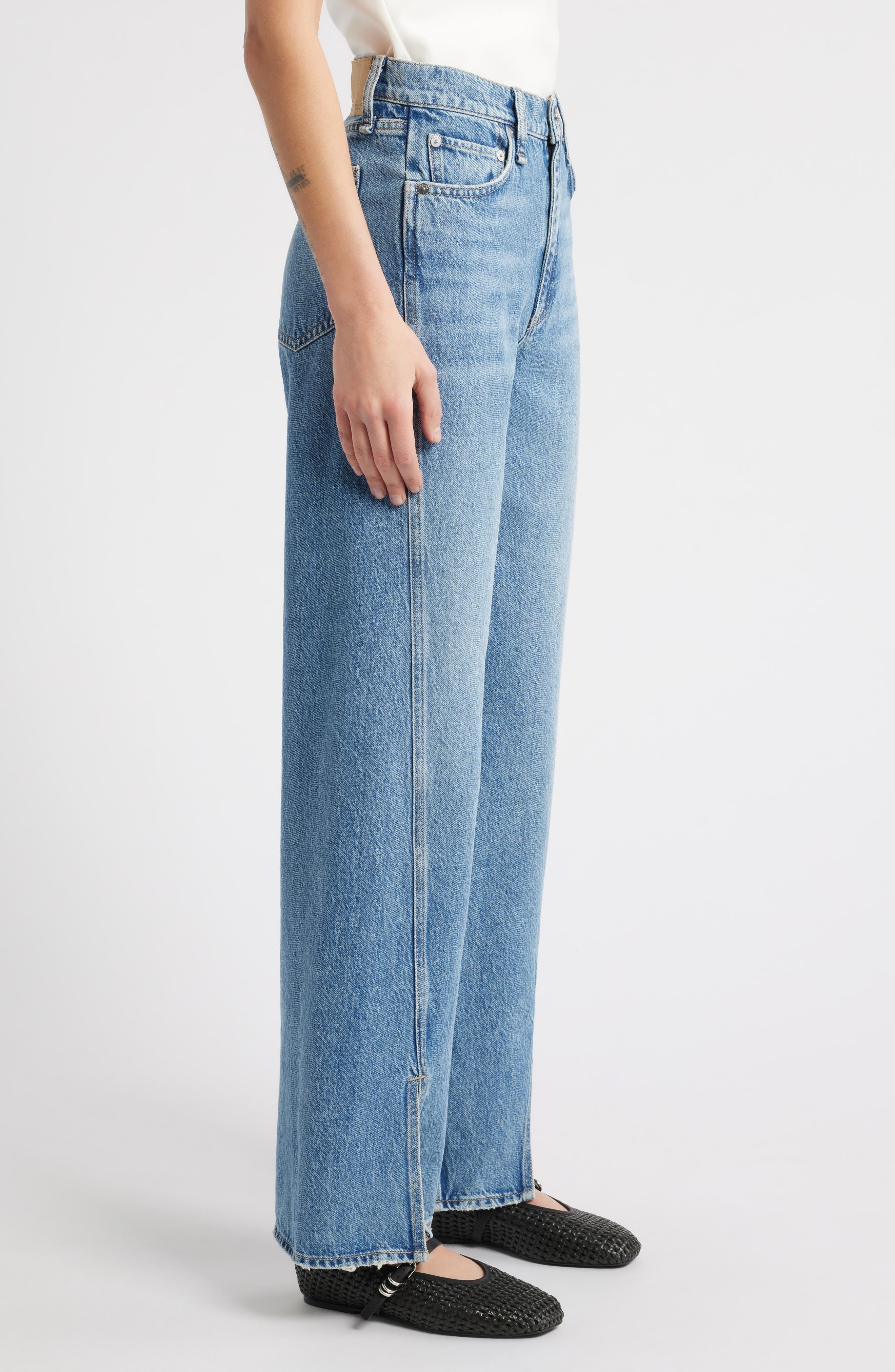 rag & bone High Waist Slit Hem Straight Leg Jeans in Astoria at Nordstrom - 3