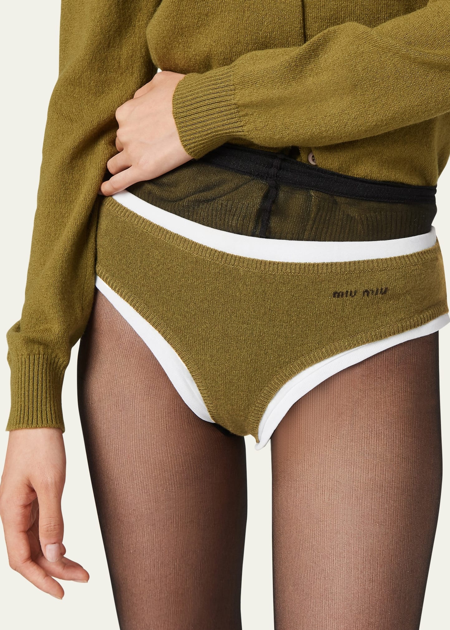 Intarsia Logo Cashmere Briefs - 4