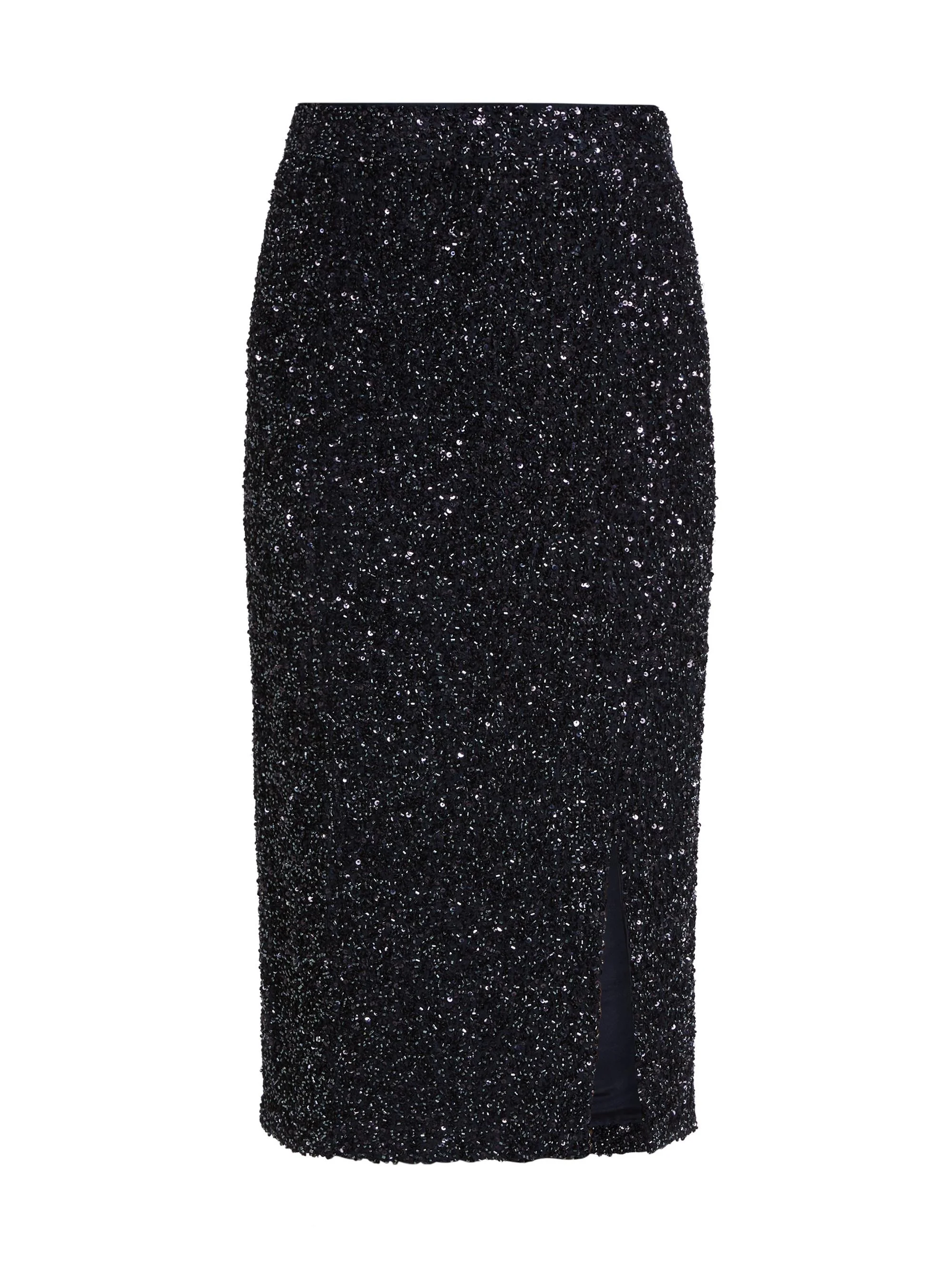 Women's Paltrow Sequined Pencil Midi-Skirt - Midnight - 1