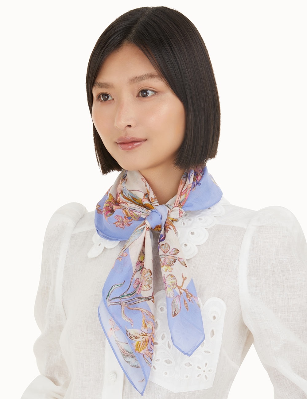 SILK COTTON SQUARE SCARF - 2