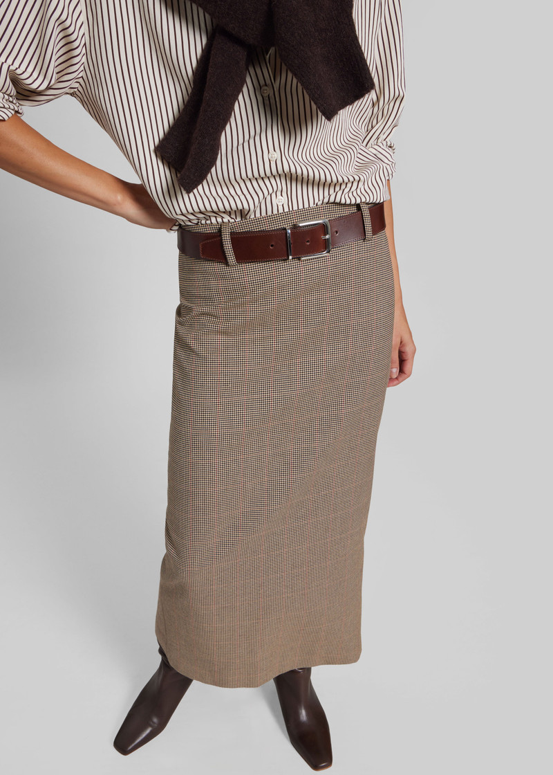 Alrose Houndstooth Midi Skirt - Beige 1